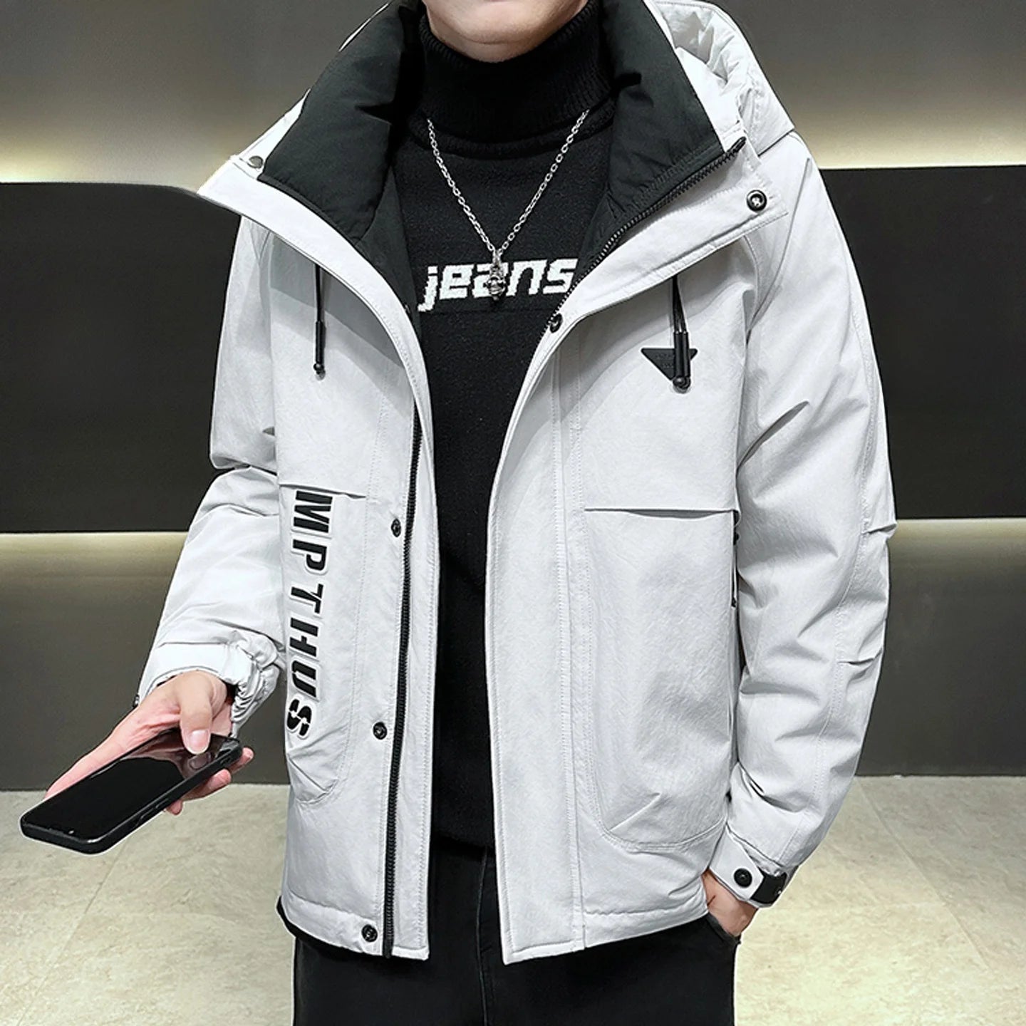 Casual Men's down Jaet Large Size Winter New Youth Hooded Outerwear Breathable Windproof Warm Faionable Urban Sle